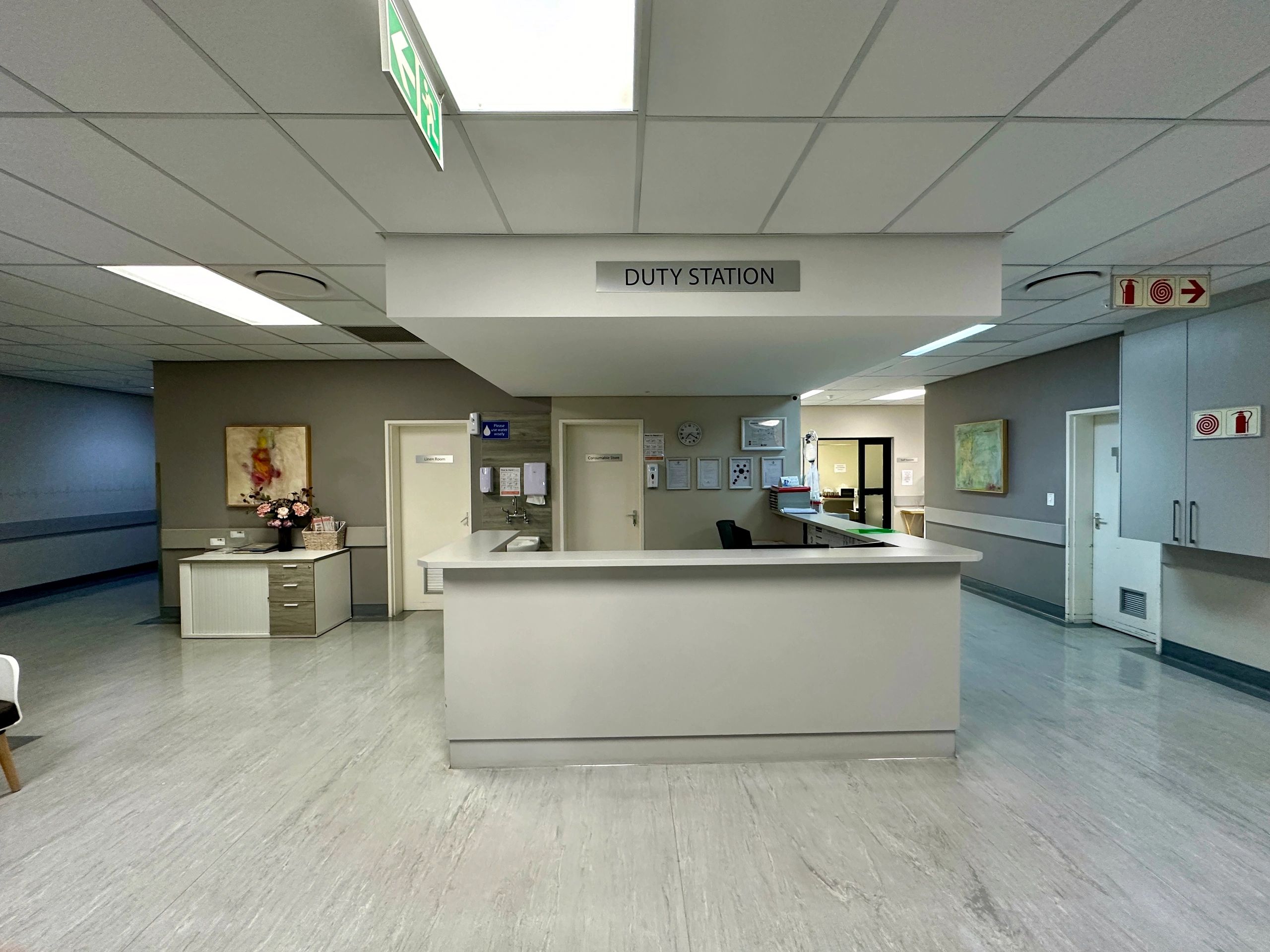 Reception desk in a clinical setting